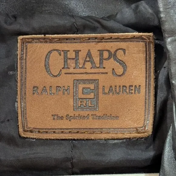 Vintage Ralph Lauren x Chaps U.S ARMY 100% Leather Moto Jacket Men's S in black - Picture 9 of 9